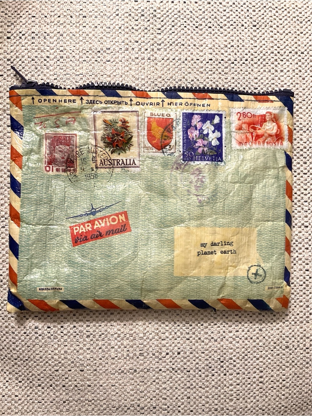 Airmail Zipper Pouch by Blue Q
